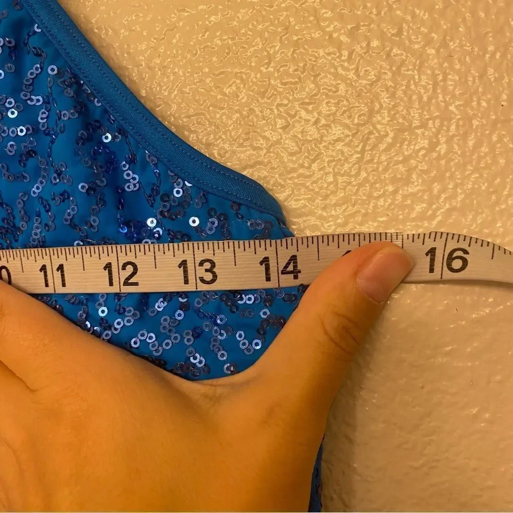 WEISSMAN Elite Dance Costume aqua blue rhinestone Heat Wave SQ13216 SA adult